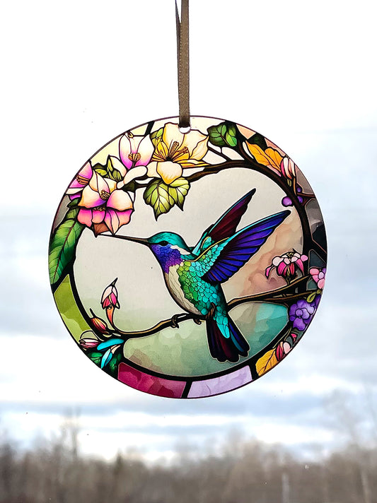 Ruby Throated Hummingbird Acrylic Window Ornament #SC280