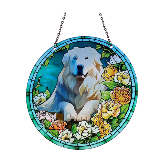 Great Pyrenees Acrylic Suncatcher with chain #SC293 by d'ears