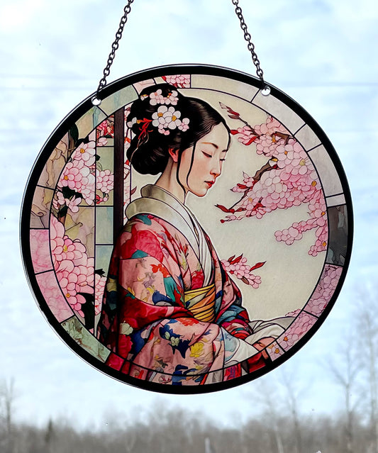 Japanese Girl Acrylic Suncatcher with Chain #SC309 by d'ears