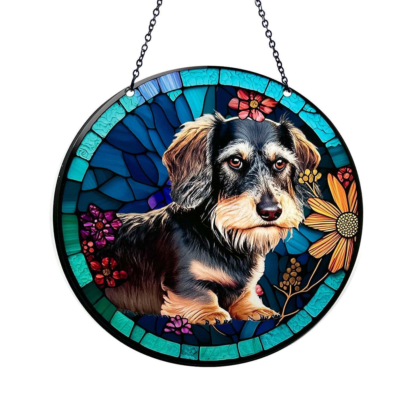 Wire Haired Dachshund Acrylic Suncatcher with Chain #SC321 by d'ears