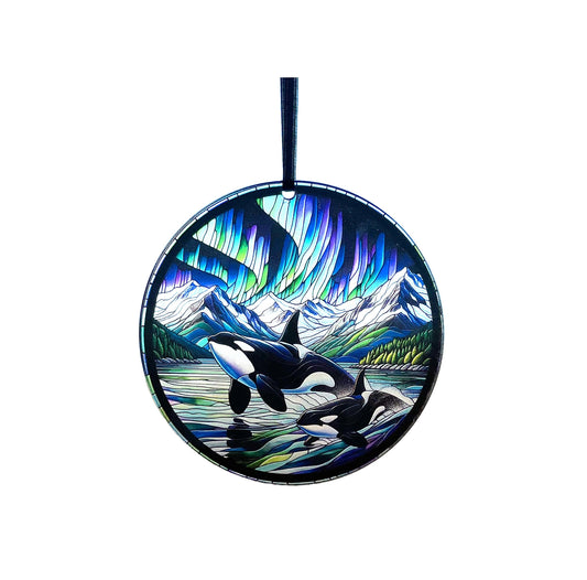 Orca Northern Lights, Acrylic Window Ornament #SC342