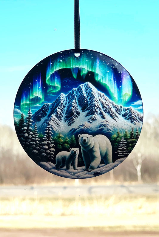 Polar Bear and Cub, Acrylic Window Ornament #SC343