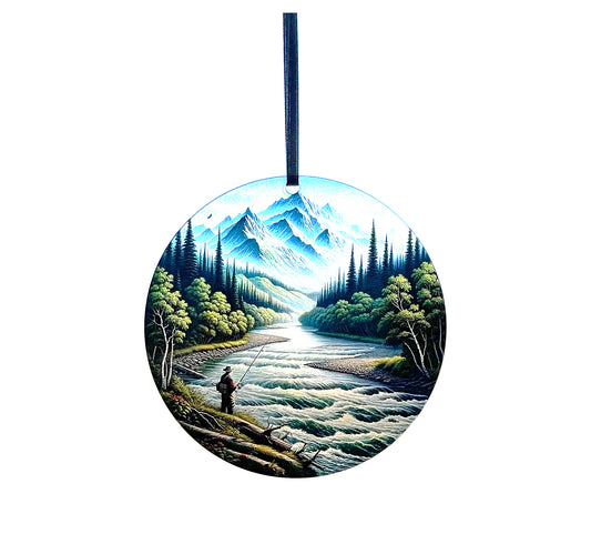 River Fishing, Acrylic Window Ornament #SC350