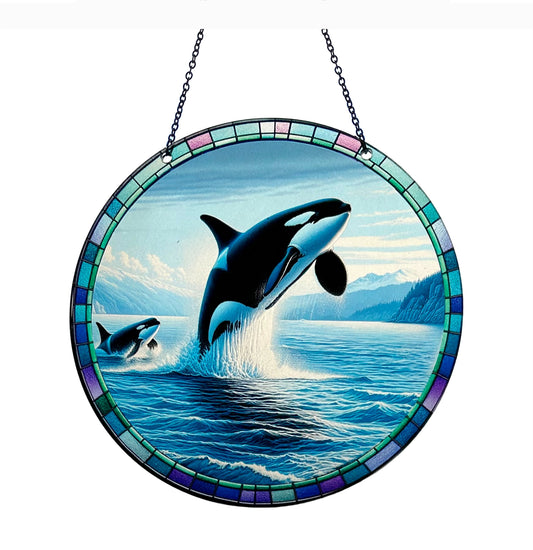 Orca Breach Acrylic Suncatcher with Chain #SC358 by d'ears