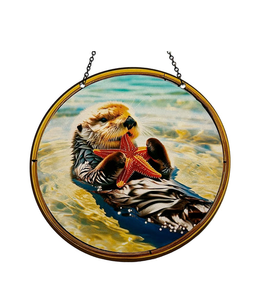 Sea Otter Acrylic Suncatcher with Chain #SC361 by d'ears