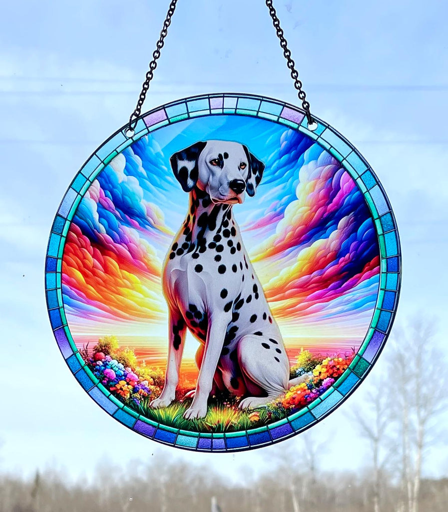 Dalmation Suncatcher with Chain #SC375 by d'ears, 6 inch, made in the USA, Dog gift