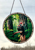 Pileated Woodpeckers Suncatcher #SC377 by d'ears, bird lover gift, nature gift