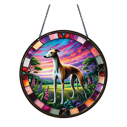 Greyhound Acrylic Suncatcher with chain #SC441 by d'ears