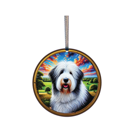 Old English Sheep Dog Acrylic Window Ornament #SC516 by d'ears