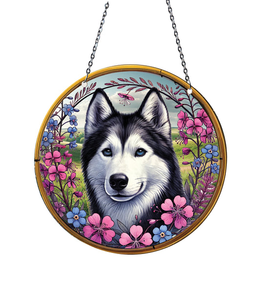 Alaskan Husky Acrylic Suncatcher with Chain #SC566 Made in the USA