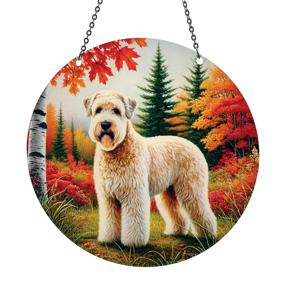 Soft Coated Wheaten Acrylic Suncatcher with Chain #SC761 Made in the USA