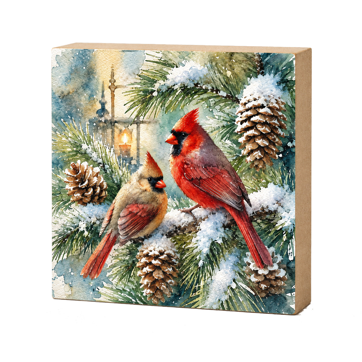 Cardinal Bird Decor, Block Art, Cabin Shelf Sitter, Made in the U.S.A.