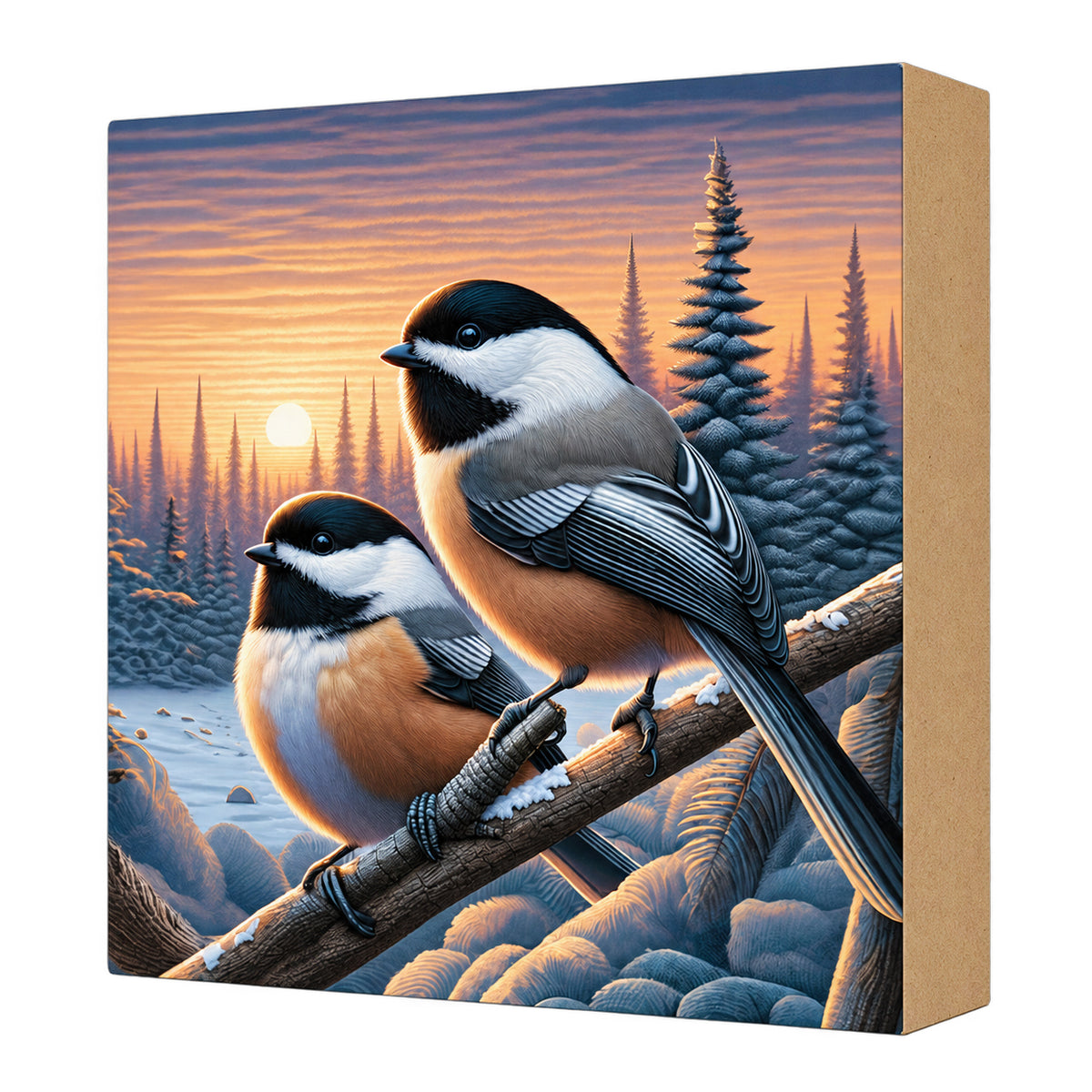Chickadee Bird Decor, Block Art, Cabin Shelf Sitter, Made in the U.S.A.
