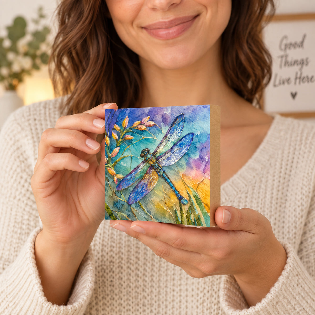 Dragonfly, Block Art, Cabin Shelf Sitter, Made in the U.S.A. by small family business