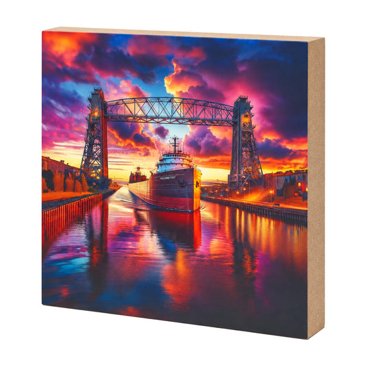 Duluth Lift Bridge, Block Art, Ore Boat Shelf Sitter, Made in the U.S.A.