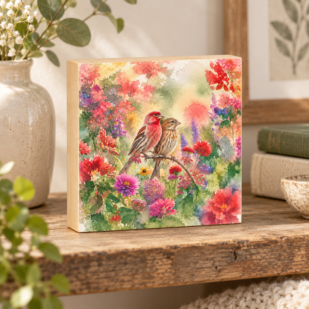 House Finch, Block Art, Cabin Shelf Sitter, Made in the U.S.A. by small family business (Copy)