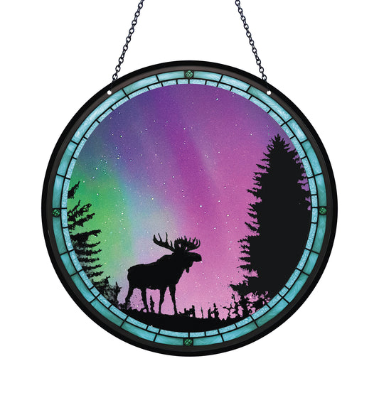 Moose Northern Lights Acrylic Suncatcher #SC145 by d'ears