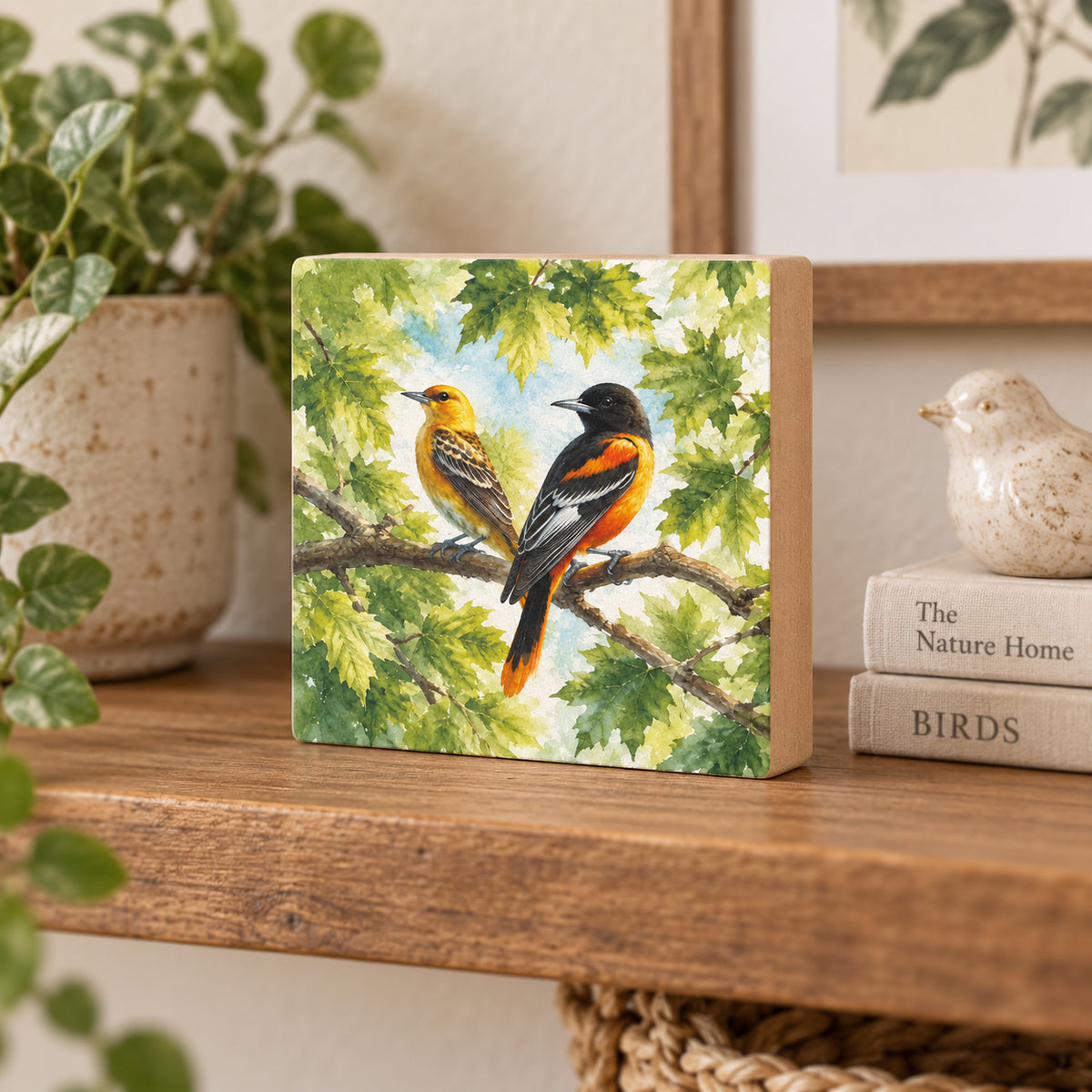 Oriole, Block Art, Cabin Shelf Sitter, Made in the U.S.A. by small family business