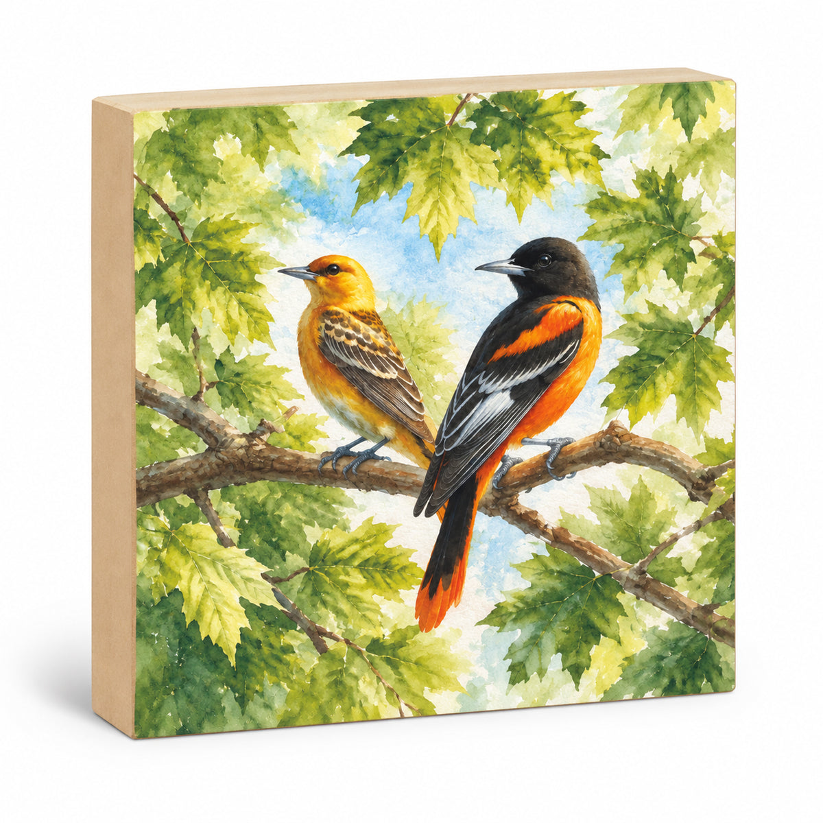Oriole, Block Art, Cabin Shelf Sitter, Made in the U.S.A. by small family business