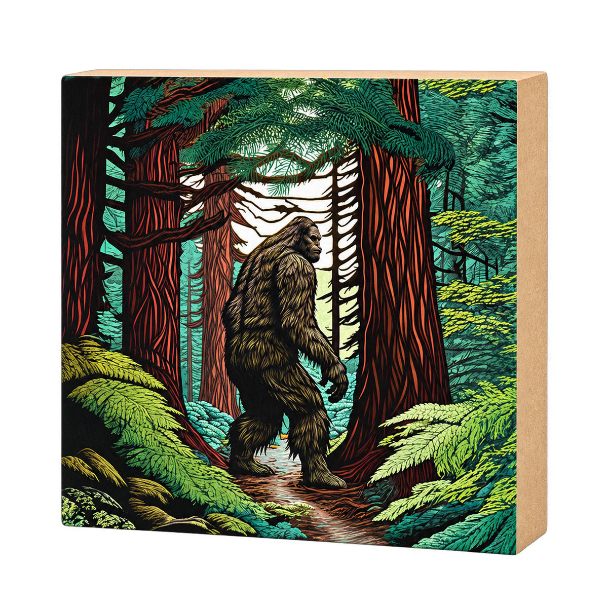 Sasquatch Block Art, Big foot Shelf Sitter, Made in the U.S.A.