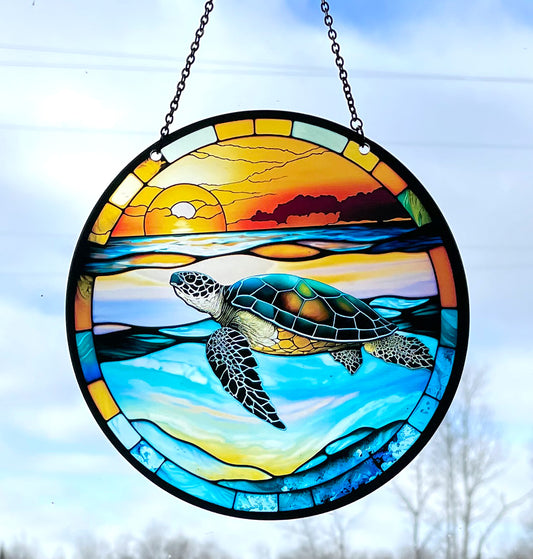 Sea Turtle Acrylic Suncatcher with Chain #SC104 by d'ears
