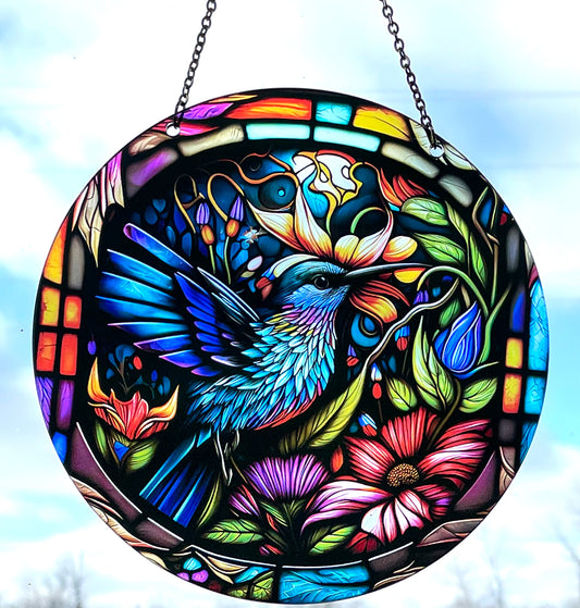 Colorful Hummingbird Acrylic Suncatcher with Chain #SC116 by d'ears
