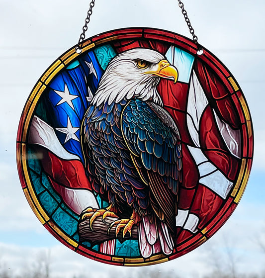 Patriotic Eagle Acrylic Suncatcher with Chain #SC119 by d'ears