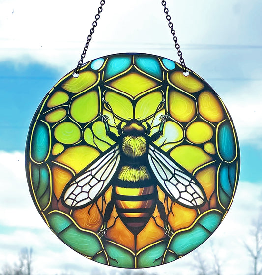 Honeycomb Bee Acrylic Suncatcher with Chain #SC127 by d'ears