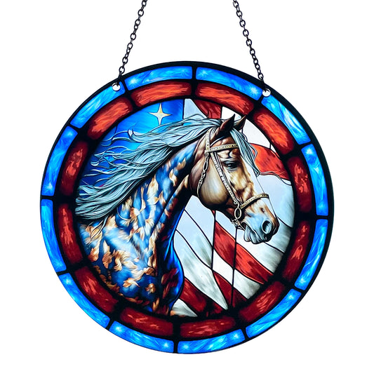 Patriotic Horse Acrylic Suncatcher with Chain #SC129 by d'ears