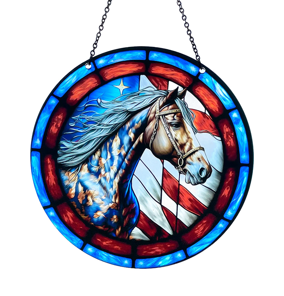 Patriotic Horse Suncatcher with Chain #SC129 by d'ears