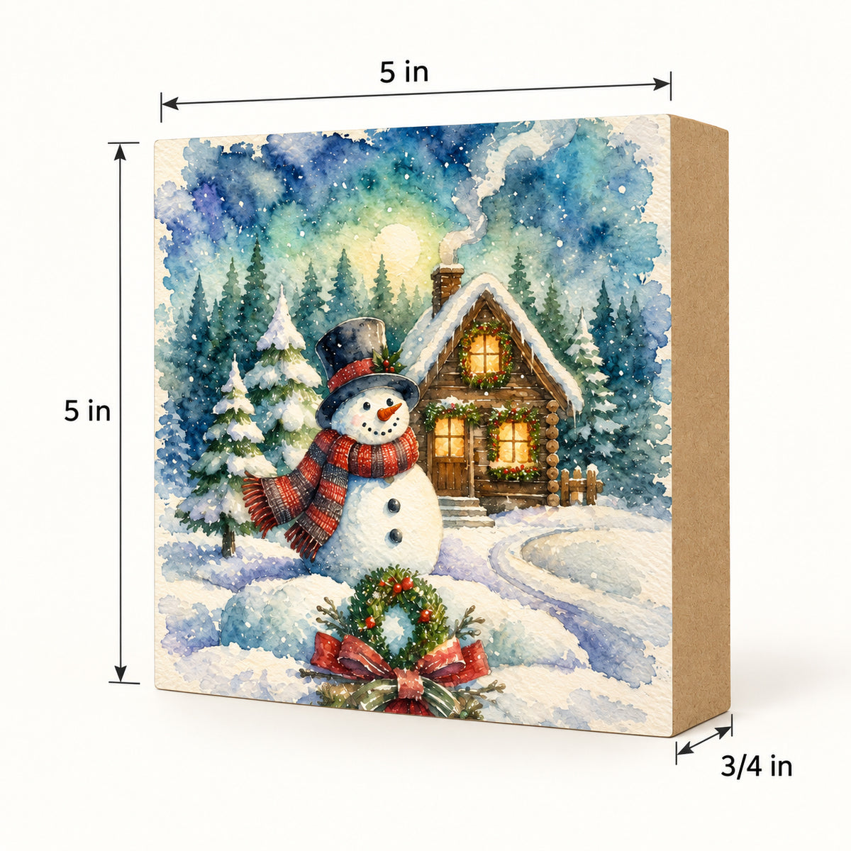 Vintage-Style Snowman Christmas Decor, Block Art, Cabin Shelf Sitter, Made in the U.S.A.