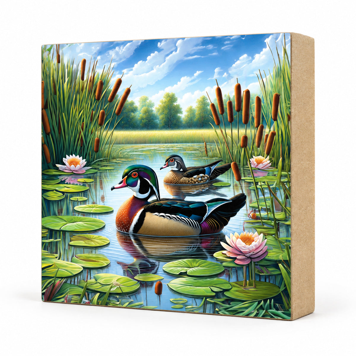 Wood Duck Block Art, Cabin Shelf Sitter, Made in the U.S.A. by small family business