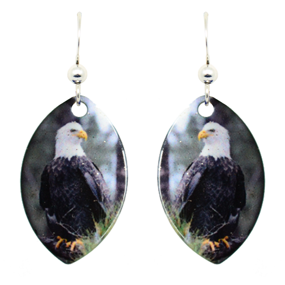 Bald Eagle Leaf Earrings, Sterling Silver Earwires, Item# 1040