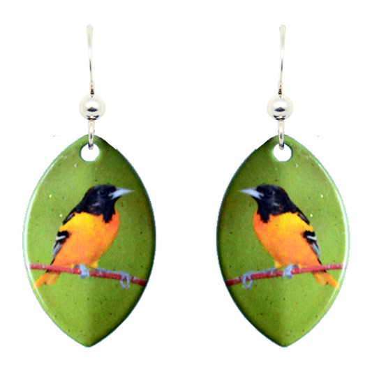 Baltimore Oriole Leaf Earrings, Sterling Silver Earwires, Item# 1041