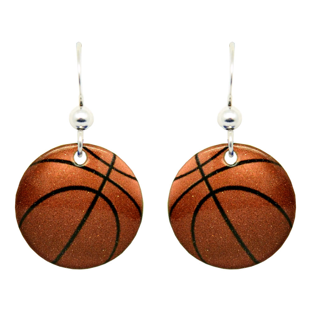 Basketball Earrings, Sterling Silver Earwires, Item# 1193