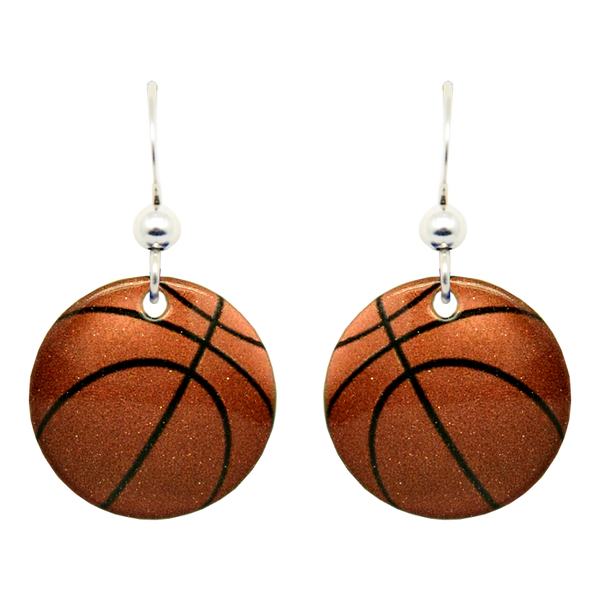 Basketball Earrings, Sterling Silver Earwires, Item# 1193