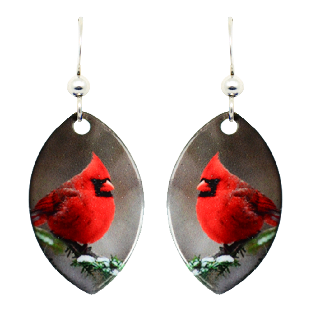 Cardinal Earrings, sterling silver French hooks, Item# 1438