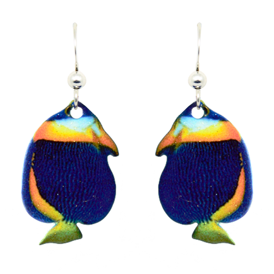 Blue Angelfish Earrings, Sterling Silver Earwires, Item# 1505