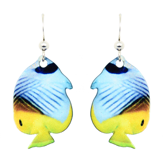 Butterfly Angelfish Earrings, sterling silver French Hooks, Item# 1506