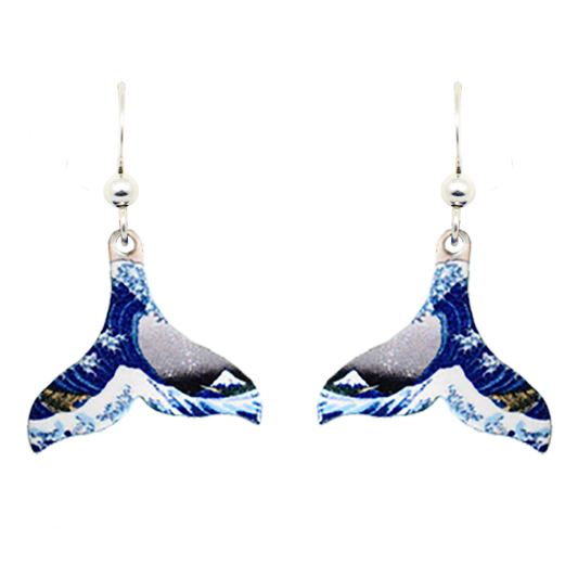 The Great Wave Whale Tail Earrings #1566 by d'ears