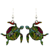 Caribbean Honu Earrings, sterling silver French Hooks, Item# 1575