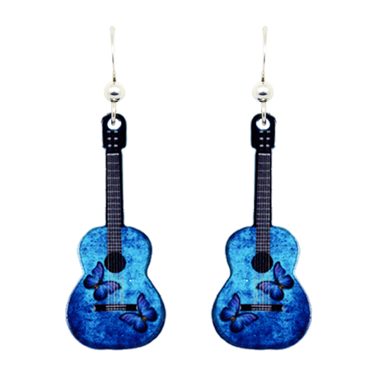 Blue Butterfly Acoustic Earrings, Sterling Silver Earwires, Item# 1547