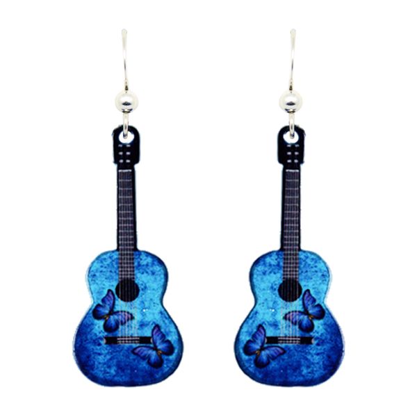 Blue Butterfly Acoustic Earrings, Sterling Silver Earwires, Item# 1547