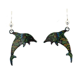 Caribbean Dolphin Earrings, sterling silver French hooks, Item# 1595