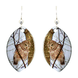 Barred Owl Leaf Earrings, Sterling Silver Earwires, Item# 1634