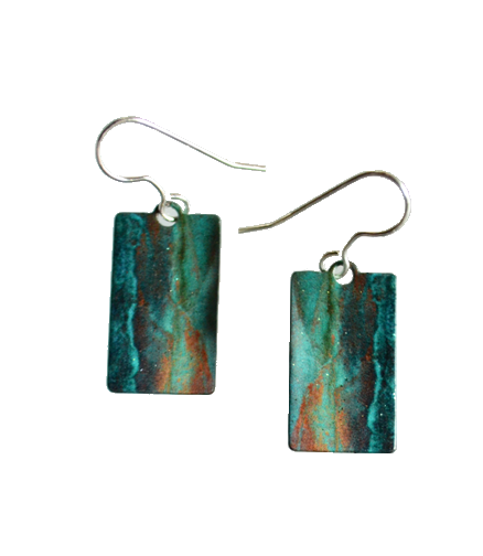 Rusty Turquoise 1.25 inch Rectangular Earrings