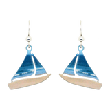 Beach SailBoat Earrings, Sterling Silver Earwires, Item# 1827