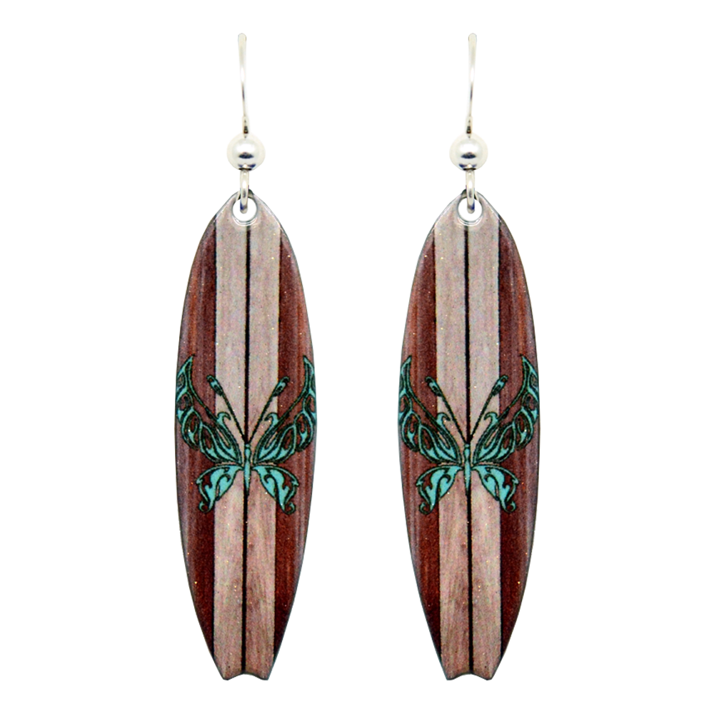Butterfly Surf Earrings, sterling silver French hooks, Item# 1842
