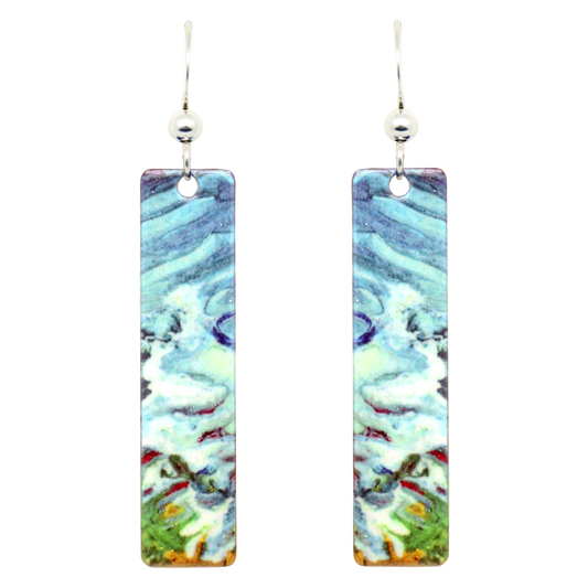 Blue Water Earrings, Sterling Silver Earwires, Item# 1964