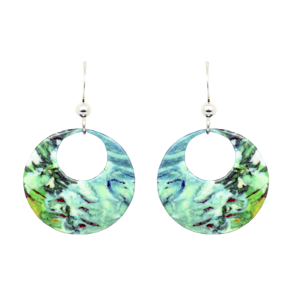 Blue Water Earrings, Sterling Silver Earwires, Item# 1966